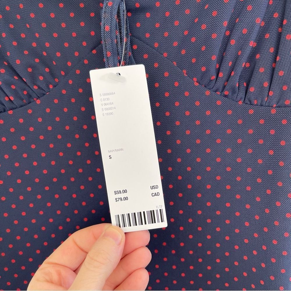 Urban Outfitters Women’s Small Blue Red Polka Dot Tulle Slip Mini Dress - Picture 5 of 5